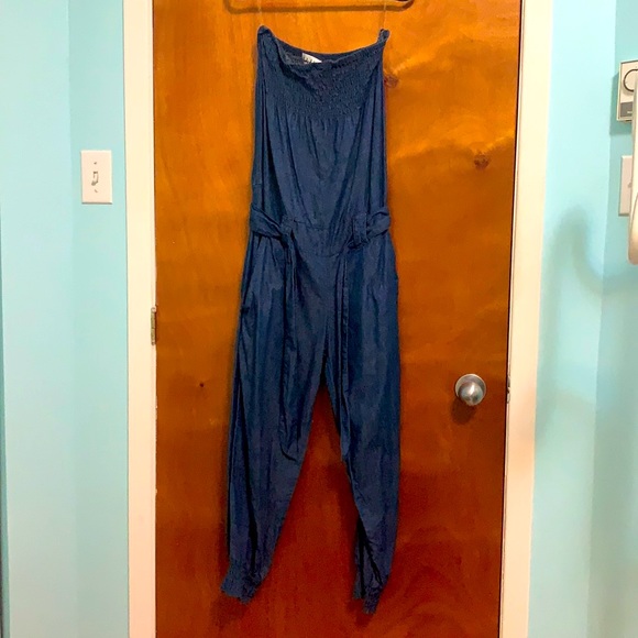 Off-shoulder dark summer denim jumper - Picture 1 of 4